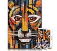 Puzzle da 1000 pezzi per adolescenti con ritratto di tigre astratta, gioco educativo, regali per donne, regali di Babbo Natale segreto, dimensioni 50x75cm