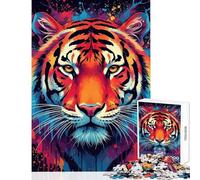 Puzzle da 1000 pezzi per adolescenti con ritratto di tigre colorata giochi per famiglie giocattoli antistress per migliorare l'amore tra le coppie (52x38cm)