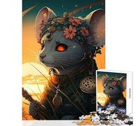 Puzzle da 1000 pezzi per adolescenti con ritratto di topo decorato giocattolo educativo ottimo regalo per giochi rompicapo con pezzi completamente interconnessi di forma casuale dimensioni 38x52cm