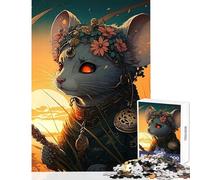 Puzzle da 1000 pezzi per adolescenti con ritratto di topo decorato giocattolo educativo regali di Babbo Natale segreto gioco rompicapo aiuta a esercitare il cervello dimensioni 50x75cm