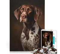 Puzzle da 1000 pezzi per adolescenti con ritratto di un Bracco tedesco a pelo corto, gioco rilassante, antistress intellettuale, regalo di compleanno e unico 38x26cm