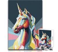 Puzzle da 1000 pezzi per adolescenti con ritratto di unicorno colorato, giocattolo, gioco intellettuale, vacanze a casa, regali di Babbo Natale segreto, dimensioni 38x52cm