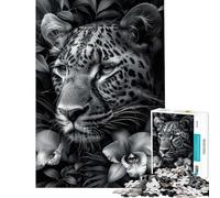 Puzzle da 1000 pezzi per adolescenti con ritratto floreale e leopardato puzzle per adulti giocattolo fai da te gioco di analisi e logica stimolante regalo (dimensioni 50x75cm)
