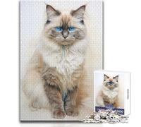 Puzzle da 1000 pezzi per adolescenti con schizzo di gatto Ragdoll, gioco educativo per famiglie, sfida difficile, regalo di compleanno, dimensioni 38x26cm