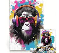 Puzzle da 1000 pezzi per adolescenti con scimmie e cuffie da DJ decorazione da parete passatempo ideale per le vacanze a casa per rafforzare l'amore tra le coppie 38x52cm