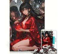 Puzzle da 1000 pezzi per adolescenti con sfera rossa donna con specchi rotti gioco divertente allena la mente e le mani gioco di sfida unico 38x26cm