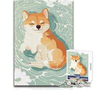 Puzzle da 1000 pezzi per adolescenti con Shiba Inu che galleggia nell'acqua, gioco educativo di ragionamento, ideale come regalo premuroso per tutti gli eventi, dimensioni 38x26cm