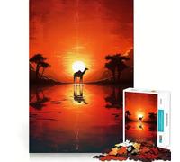 Puzzle da 1000 pezzi per adolescenti con silhouette di cammello al tramonto,bordi netti,gioco di logica cognitiva,gioco di svago,regalo di Natale (38x26cm)