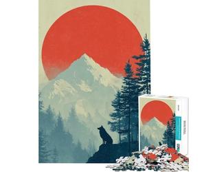 Puzzle da 1000 pezzi per adolescenti con silhouette di lupo e paesaggio montano ideale come regalo di compleanno o di Natale per donne Giocattolo fai da te per maggiori di 14 anni (38x52cm)
