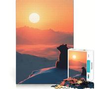 Puzzle da 1000 pezzi per adolescenti con silhouette di orso al tramonto,taglio liscio,arte,gioco mentale,regalo,relax,gioco,Natale,tempo libero,arte (38x52cm)