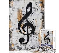 Puzzle da 1000 pezzi per adolescenti con simbolo della chiave di violino in stile grunge Gioco pratico per il divertimento in famiglia antistress e per rafforzare l'amore tra le coppie (50x75cm)