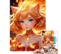 Puzzle da 1000 pezzi per adolescenti con simpatica donna anime e volpe fiammeggiante sfida educativa ideale per passare il tempo in casa decorazione per la casa giocattolo per ragazzi dai 14 anni