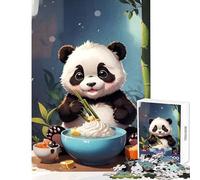 Puzzle da 1000 pezzi per adolescenti con simpatico panda che mangia spaghetti illustrazione giocattolo decorazione da parete regalo di compleanno giochi rilassanti per migliorare l'amore tra coppie