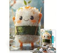 Puzzle da 1000 pezzi per adolescenti con simpatico personaggio Onigiri con bacchette al posto delle braccia, stile giapponese, gioco divertente, allena la mente e le mani, gioco di sfida unico 38x52cm