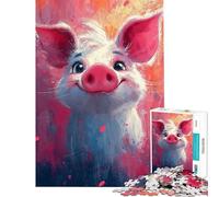 Puzzle da 1000 pezzi per adolescenti con simpatico ritratto di maialino puzzle per adulti gioco rilassante sfida impegnativa regalo di Natale o compleanno (dimensioni 38x26cm)