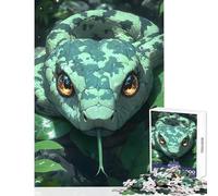 Puzzle da 1000 pezzi per adolescenti con simpatico ritratto di serpente in una vegetazione lussureggiante giocattolo decorazione da parete opera d'arte regalo gioco pratico aiuta a esercitare il