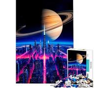 Puzzle da 1000 pezzi per adolescenti con skyline al neon e universo difficile e stimolante con taglio di precisione giocattolo fai-da-te adatto a partire dai 14 anni 50x75cm