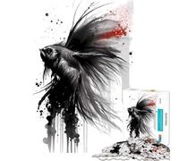 Puzzle da 1000 pezzi per adolescenti con soggetto angelo e pesce pittura a inchiostro gioco educativo gioco impossibile per divertimento in famiglia regalo per compleanni (dimensioni 38x52cm)