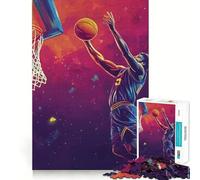 Puzzle da 1000 pezzi per adolescenti,con soggetto basket,schiacciata,decorazione con ritagli precisi,gioco per esercitare la mente,gioco di pace,regalo di Natale divertente (50x75cm)