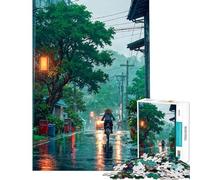 Puzzle da 1000 pezzi per adolescenti con soggetto "Ciclismo nelle strade piovose del Giappone" puzzle per adulti giochi divertenti per passare il tempo durante le vacanze a casa regali unici