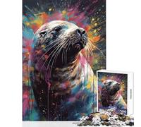 Puzzle da 1000 pezzi per adolescenti con soggetto leone marino divertente gioco di pittura assemblaggio di modelli giocattolo fai da te collezione per artisti belle arti (38x26cm)