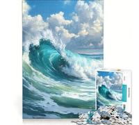 Puzzle da 1000 pezzi per adolescenti con soggetto "Onde" e pittura ad olio gioco educativo difficile ideale come regalo di compleanno o di viaggio 38x26cm