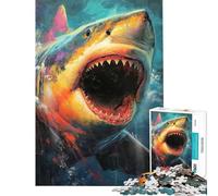 Puzzle da 1000 pezzi per adolescenti con soggetto squalo gioco per adulti e famiglie sfida educativa di assemblaggio (dimensioni 38x52cm)