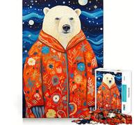 Puzzle da 1000 pezzi per adolescenti con soggetto tribale, orso polare e incastro preciso Gioco stimolante per la mente, ideale per momenti di relax e divertimento Scena natalizia (38x52cm)