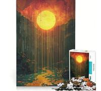 Puzzle da 1000 pezzi per adolescenti con sole che gocciola su una foresta mistica e un fiume gioco educativo decorazione da parete ideale come regalo 38x26cm