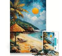 Puzzle da 1000 pezzi per adolescenti con spiaggia tropicale al tramonto disegno finemente intagliato gioco per allenare la concentrazione divertente per i momenti di tranquillità regalo di Natale