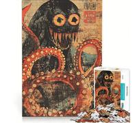 Puzzle da 1000 pezzi per adolescenti con stampa artistica di un polpo mostruoso gioco rilassante antistress intellettuale compleanno e altre occasioni 38x26cm
