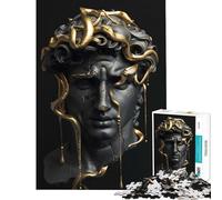 Puzzle da 1000 pezzi per adolescenti con statua dorata di Medusa giocattolo educativo gioco impossibile per divertimento in famiglia regalo per compleanni (dimensioni 38x52cm)