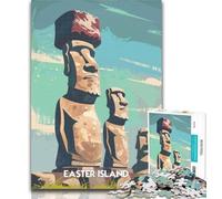 Puzzle da 1000 pezzi per adolescenti con statue dell'Isola di Pasqua, per adulti, 1000 pezzi, gioco per famiglie, antistress, sfida difficile, fantastici regali e giocattoli, 75x50cm