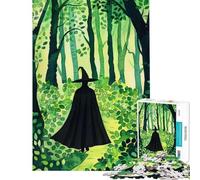 Puzzle da 1000 pezzi per adolescenti con strega nel bosco e dipinto ad acquerello Puzzle per adulti gioco interattivo decorazione murale compleanno e Natale (dimensioni 38x26cm)
