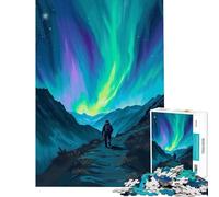 Puzzle da 1000 pezzi per adolescenti con tema Aurora Boreale e escursione notturna pittura acrilica gioco divertente e stimolante regalo per compleanni per tutta la famiglia (dimensioni 38x26cm)