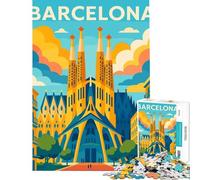 Puzzle da 1000 pezzi per adolescenti con tema Barcellona Sagrada Familia poster di viaggio sfida per l'intelligenza giocattolo avvincente giochi rilassanti per tutta la famiglia regalo artistico