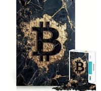 Puzzle da 1000 pezzi per adolescenti con tema Bitcoin,nero e oro,effetto marmo,con incastri lisci,divertente e stimolante per il gioco cognitivo,ideale per momenti di svago e come per le festività