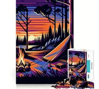 Puzzle da 1000 pezzi per adolescenti con tema campeggio e tramonto,Wpap Popart,gioco con bordi puliti,rompicapo cognitivo,gioco di inattività,regalo di Natale (50x75cm)