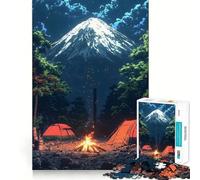 Puzzle da 1000 pezzi per adolescenti con tema campeggio sotto il Monte Fuji,bordi netti,gioco di logica cognitiva,gioco di svago,regalo di Natale (38x52cm)