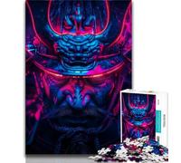 Puzzle da 1000 pezzi per adolescenti con tema "Guerriero Samurai al Neon", aiuta il cervello a esercitare i giocattoli che creano dipendenza e coltivano la pazienza Un'opera d'arte, 38x26cm