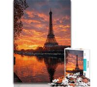 Puzzle da 1000 pezzi per adolescenti con tema la Torre Eiffel al tramonto, giochi educativi, decorazione per la casa, adatto per la decorazione del desktop, 38x26cm