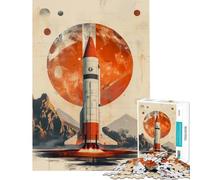 Puzzle da 1000 pezzi per adolescenti con tema "Lancio di un razzo retrò" gioco educativo e stimolante per tutta la famiglia ideale come regalo divertente e spiritoso per compleanni (38x26cm)