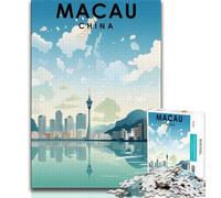 Puzzle da 1000 pezzi per adolescenti con tema "Macao, Cina e viaggio", gioco stimolante e per tutta la famiglia, con pezzi completamente interconnessi e di forma casuale, 38x26cm