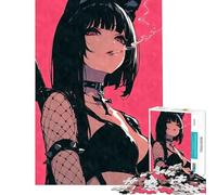 Puzzle da 1000 pezzi per adolescenti con tema Samurai Goth Anime Gatto e Ragazza Gioco educativo Giocattolo didattico Opera d'arte Regalo Taglio di precisione (Dimensioni 50x75cm)