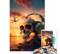 Puzzle da 1000 pezzi per adolescenti con tema tramonto surreale e teschio gioco educativo e stimolante ideale come regalo di compleanno (dimensioni 50x75cm)