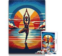 Puzzle da 1000 pezzi per adolescenti con tema "Yoga Sunset Pop Art", gioco educativo di ragionamento, ideale come regalo premuroso per tutti gli eventi, dimensioni 38x26cm