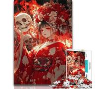Puzzle da 1000 pezzi per adolescenti con teschi e ragazze anime 1000 pezzi per adulti regali presente e regalo per amanti o amici (26x38cm)