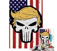 Puzzle da 1000 pezzi per adolescenti con teschio di Trump e orgoglio americano giocattolo fai-da-te con taglio di precisione ideale come regalo per tutta la famiglia (38x52cm)