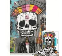 Puzzle da 1000 pezzi per adolescenti con teschio in stile Basquiat, antistress, stimolante e impegnativo, regalo di Natale o compleanno 50x75cm