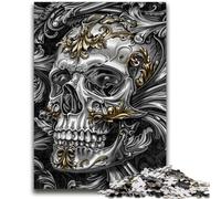 Puzzle da 1000 pezzi per adolescenti con teschio nero e oro, gioco stimolante, ideale come regalo per tutta la famiglia, 50x75cm